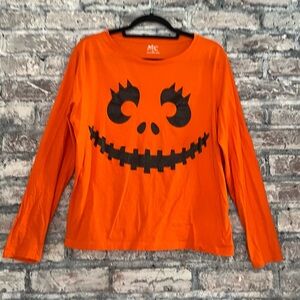 🌸5 for $20 Sale🌸Orange Halloween Face Long Sleeve Tee excellent condition